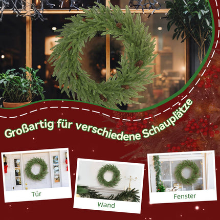 Artificial Christmas Wreath with Cones, 60 x 15 cm