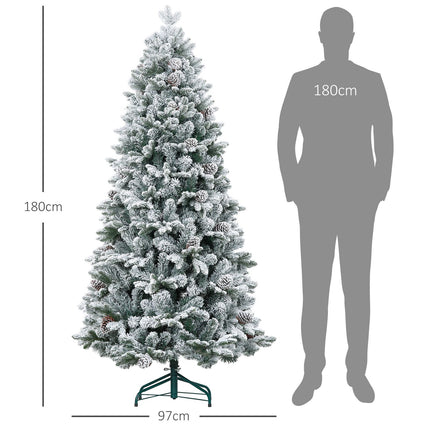 180 cm artificial Christmas tree, snowy, collapsible metal stand
