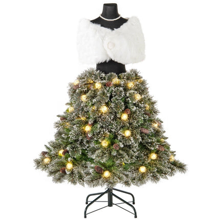 Artificial Christmas tree in dress form look with scarf & necklace & lighting