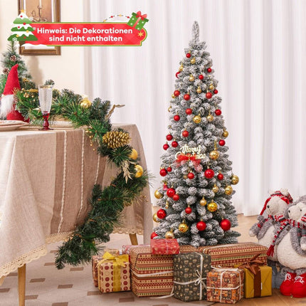 Artificial Christmas tree pencil 150 cm Christmas tree with snow green