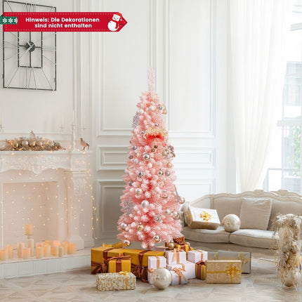 Artificial Christmas tree pencil 150 cm Christmas tree with snow pink