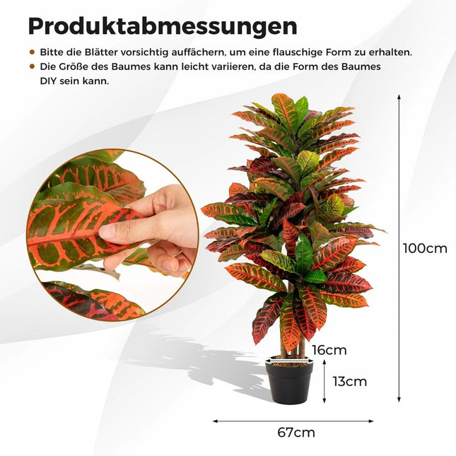 Sztuczne drzewo krotonowe, 100 cm, kolorowe liście