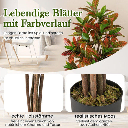 Artificial Croton Tree 150cm with Colorful Leaves