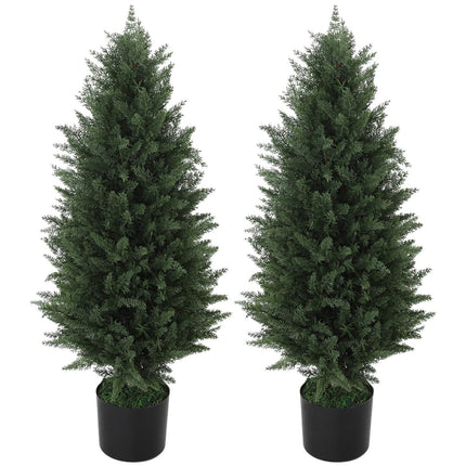 Set of 2 90 cm UV-resistant artificial cypress trees
