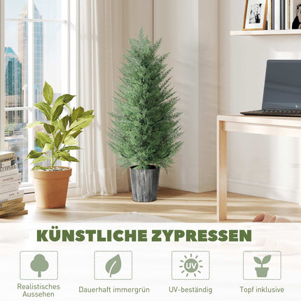 Artificial Cypress Trees Set, 2-Pack, UV Resistant, 81 Leaves
