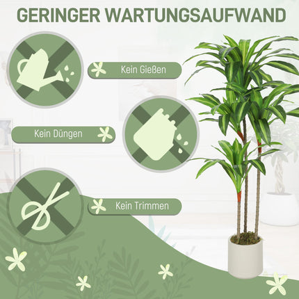 Artificial Dracaena Tree 120 cm, Flexible Trunks, White Pot