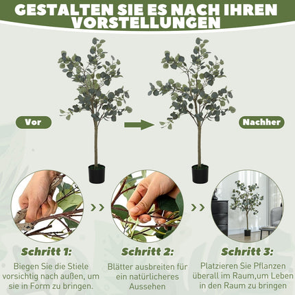 Large 150 cm artificial eucalyptus tree with pot