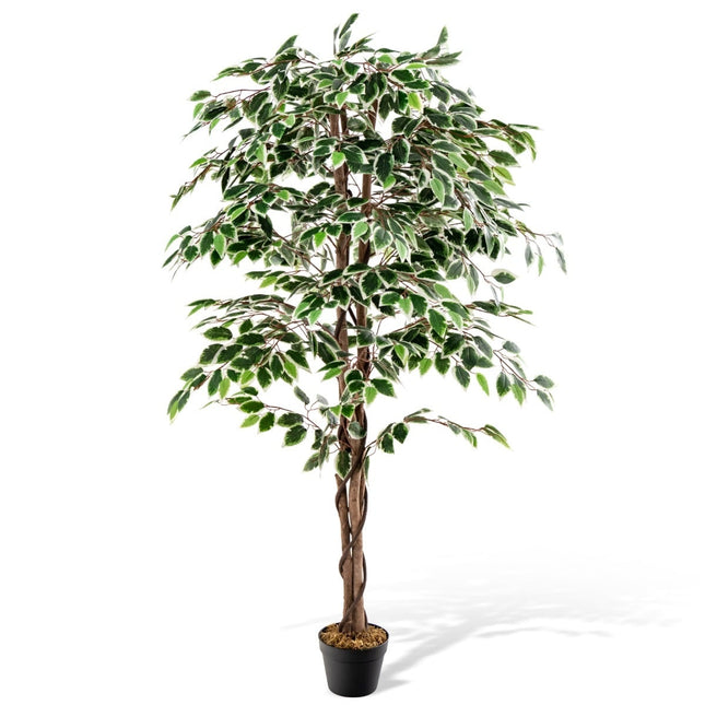 Kunstmatige ficusboom, 160 cm, 1008 bladeren, stam van echt hout