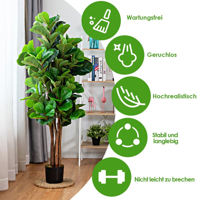 Artificial Fiddle Leaf Fig Tree, 1.5m, Indoor/Outdoor Decor