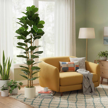 Artificial Fiddle Leaf Fig Tree 180 cm, Wood Trunk, Pot