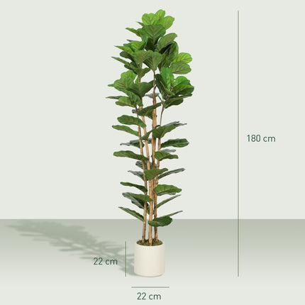 Artificial Fiddle Leaf Fig Tree 180 cm, Wood Trunk, Pot