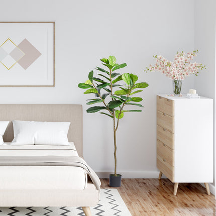 Artificial Fiddle Leaf Fig Tree 6 ft, PE, Anti-Tip Pot