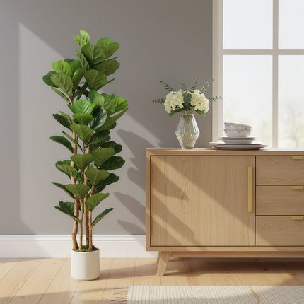 Artificial Fiddle Leaf Fig Tree, 71 Leaves, 150 cm Tall