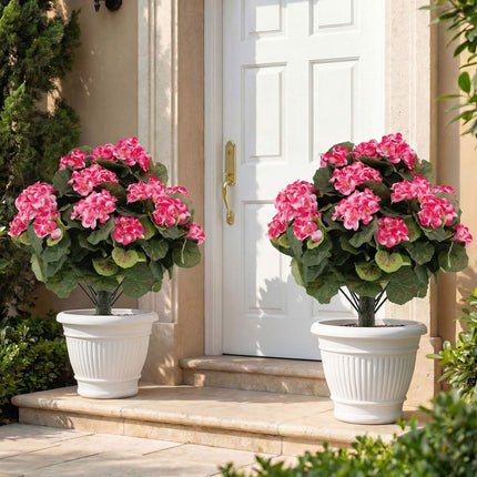Artificial Geranium Plants, 2-Pack, Pink, Indoor/Outdoor