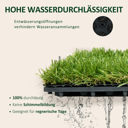 Artificial grass mat, 10-pack - 25 mm, 30x30 cm, dark green