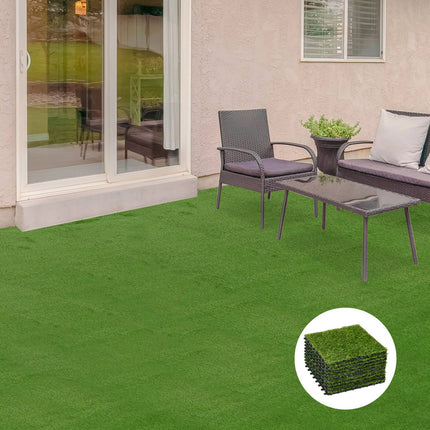 Artificial grass mat, 10-pack - 25 mm, 30x30 cm, dark green