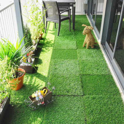 Artificial Grass Tiles Set, 22 Pieces, 30x30 cm, Drainage System