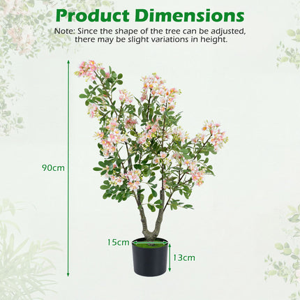 Artificial Impatiens Tree with Mini Fruits, Silk Flowers, 36"