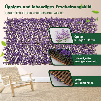 Artificial Ivy Garden Privacy Screen Plant Wall Hedges with Purple Eucalyptus