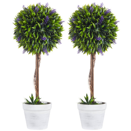 Artificial lavender plants - 60 cm, set of 2 with moss pot