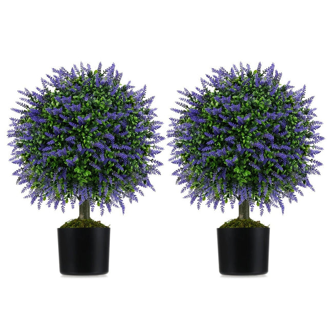 Kunstmatige lavendelboompjes in vorm, 58 cm, set van 2