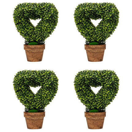 Artificial Mini Potted Plants 4-Pack, Heart-Shaped Decor