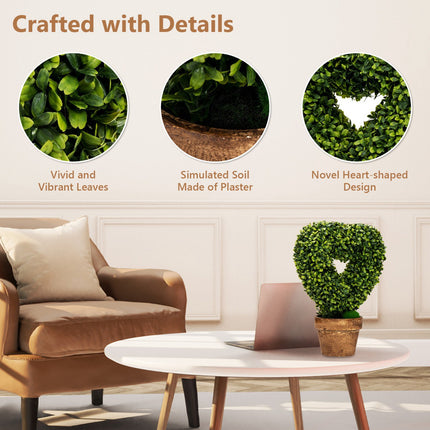Artificial Mini Potted Plants 4-Pack, Heart-Shaped Decor