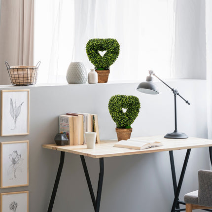 Artificial Mini Potted Plants 4-Pack, Heart-Shaped Decor