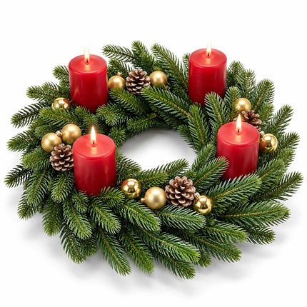 Artificial Nordmann Fir Advent Wreath, Injection-Moulded PE, Green