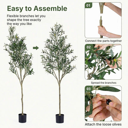 Artificial Olive Tree 190 cm with 38 Olives and 866 Leaves, Indoor Faux Plant