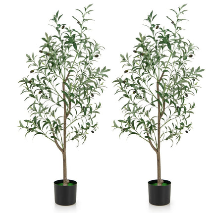 Artificial Olive Tree Set, 130 cm, 2 Pcs with Cement Pot