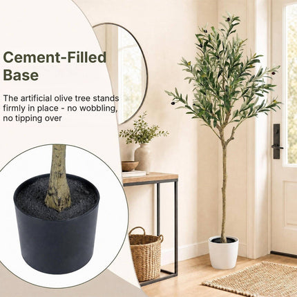 Artificial Olive Trees 150 cm, Set of 2, 24 Olives, 576 Silk Leaves