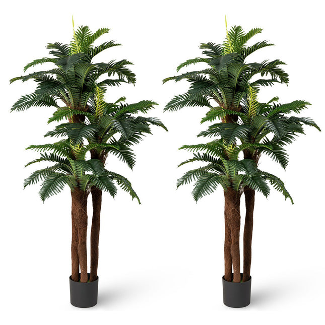 Artificial Palm Tree Set with Adjustable Leaves, 191 cm