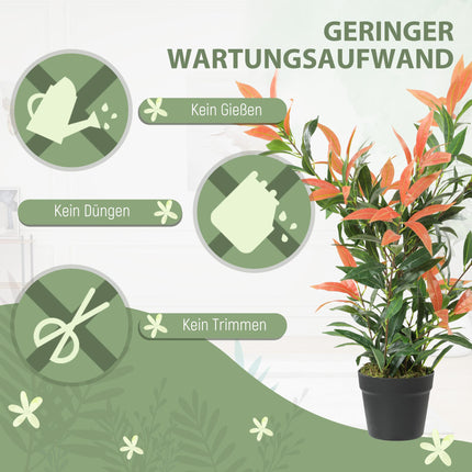 Artificial Photinia Plant, 90 cm, 300 Leaves, Adjustable Branches
