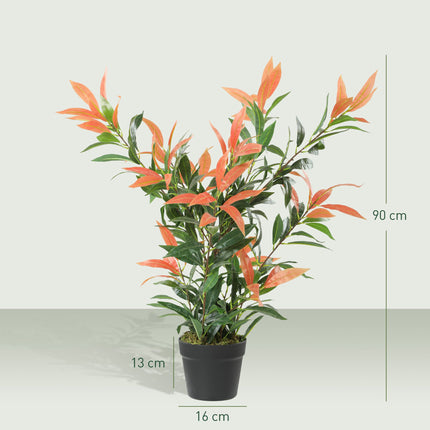 Artificial Photinia Plant, 90 cm, 300 Leaves, Adjustable Branches