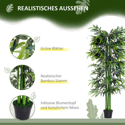 Artificial bamboo with planting - 180 cm realistic green