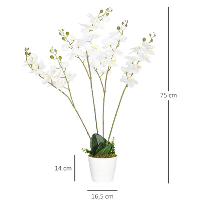 White orchid artificial plant in pot, 75cm - Indoor decor