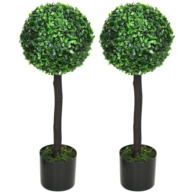Artificial boxwood plants, UV resistant, 60 cm, set of 2