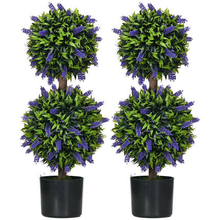 Artificial Plants Set of 2 - UV Resistant, 70cm with Lavender