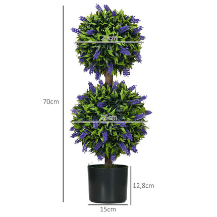Artificial Plants Set of 2 - UV Resistant, 70cm with Lavender
