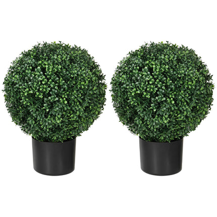 Artificial Box Trees, Set of 2 - UV Resistant, 52cm