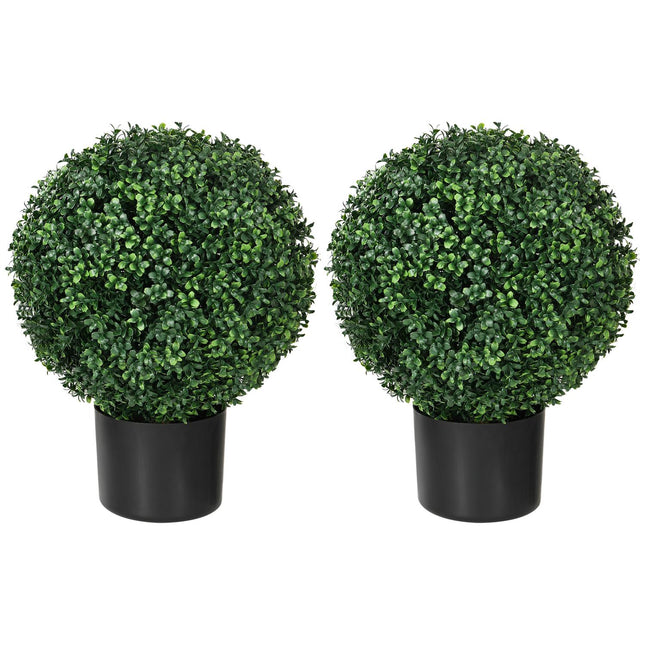 Artificial Box Trees, Set of 2 - UV Resistant, 52cm