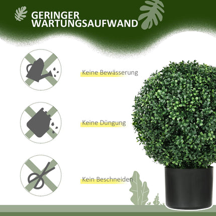 Artificial Box Trees, Set of 2 - UV Resistant, 52cm