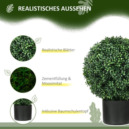 Artificial Box Trees, Set of 2 - UV Resistant, 52cm