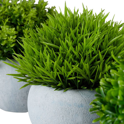 Artificial Plants Set of 3 in Grey Concrete Pots