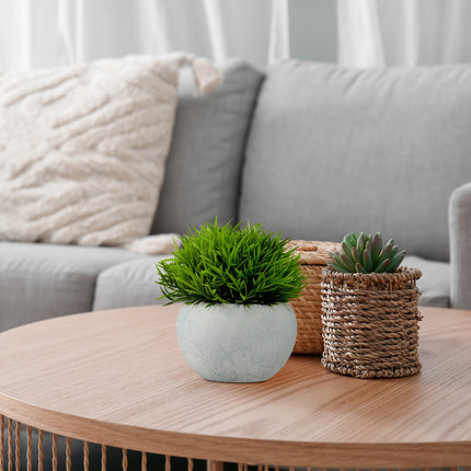 Artificial Plants Set of 3 in Grey Concrete Pots
