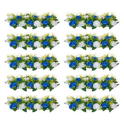 Artificial Rose Table Centerpieces, 10-Pack, Blue White