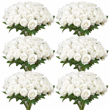 Artificial Roses, 120 White Foam Stems for DIY Decor