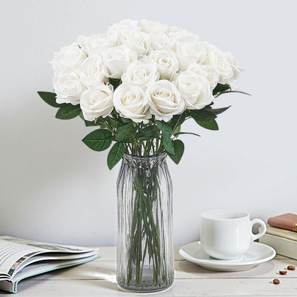 Artificial Roses, 120 White Foam Stems for DIY Decor