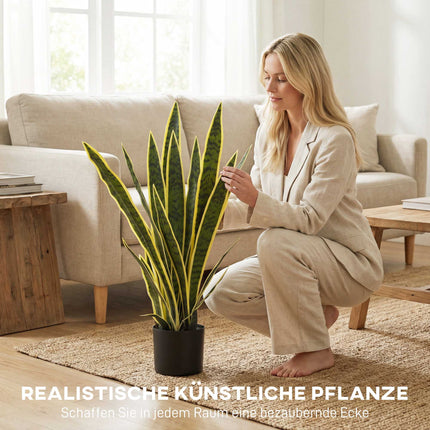 Artificial Snake Plant, 77 cm Tall, Potted for Living Room